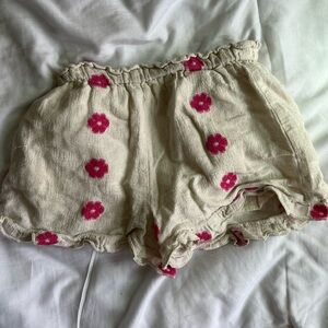 Zara Cream Shorts with Pink Floral Design